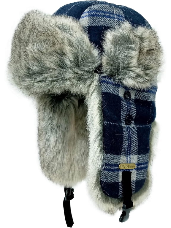 Trapper Hat,Warm Faux Fur Trooper Ushanka Russian Bomber Eskimo Pilot Winter Hats with Ear Flaps for Men and Women