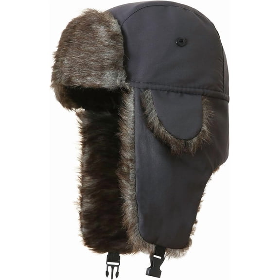 Trapper Hat Warm Faux Fur Winter Hats for Men Women Ushanka Russian Hats with Ear Flaps Windproof Trooper Hunting Hat