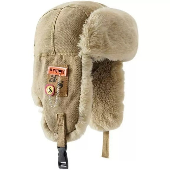 Trapper Hat Warm Windproof Winter Trooper Hats with Earflaps Faux Fur Hunting Hat for Women Men
