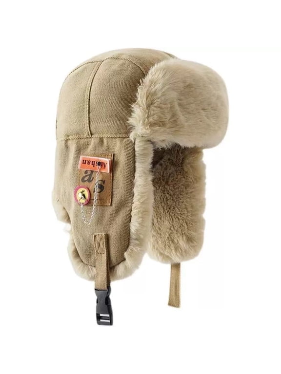 Trapper Hat Warm Windproof Winter Trooper Hats with Earflaps Faux Fur Hunting Hat for Women Men
