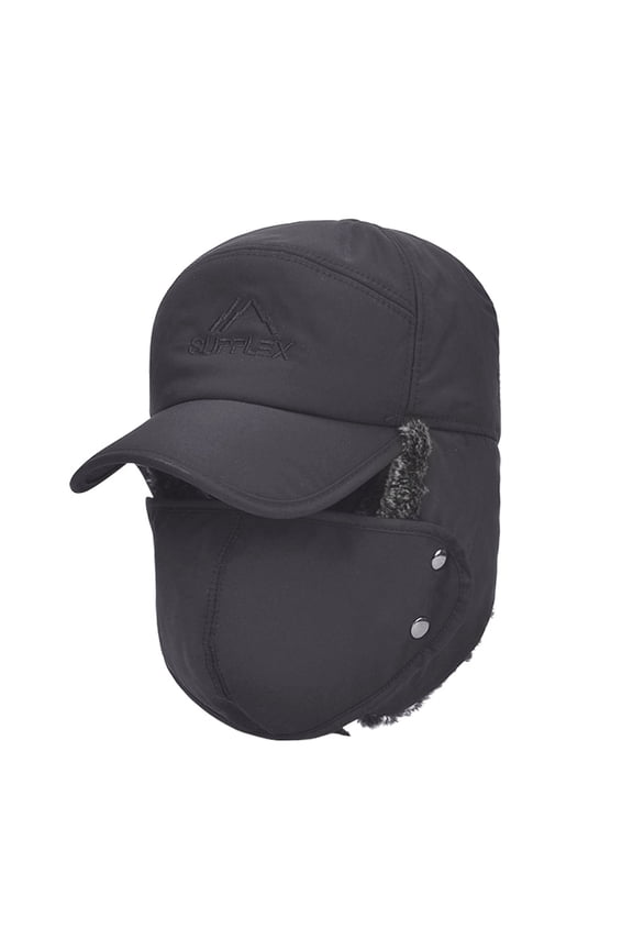 Trapper Hat Winter Warm Russian Hats with Ear Flaps and Removeable Facemask Hunting Ski Aviator Outdoor Windproof Cotton Polyamide Caps for Men and Women Adjustable Size Winter Gear(Gray)