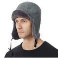 thumbnail image 1 of Trapper Hat with Ear Flaps - Winter Fur Pilot Ushanka, Fleece Lined Warm Windproof Skiing for Men & Women, 1 of 5
