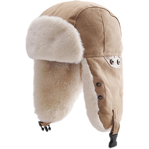 Trapper Hat with Faux Fur Lining, Ear Flaps, Adjustable Chin Strap