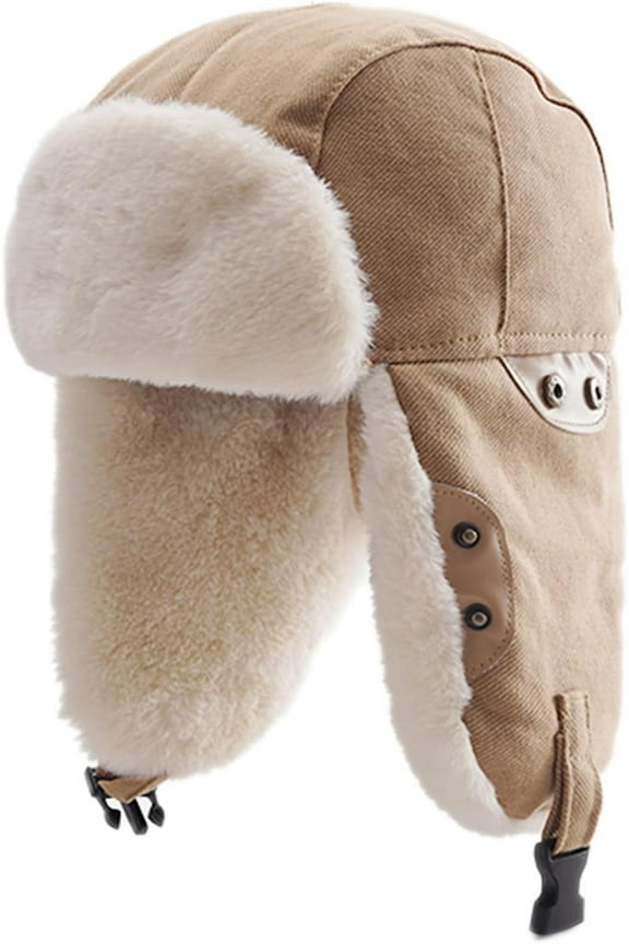 Trapper Hat with Faux Fur Lining, Ear Flaps, Adjustable Chin Strap