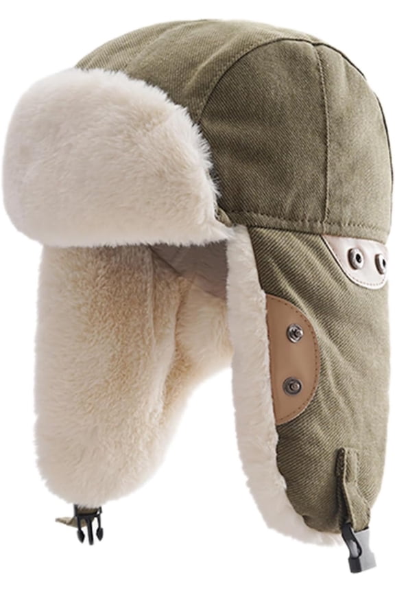 Trapper Hat with Faux Fur Lining, Ear Flaps, Adjustable Chin Strap