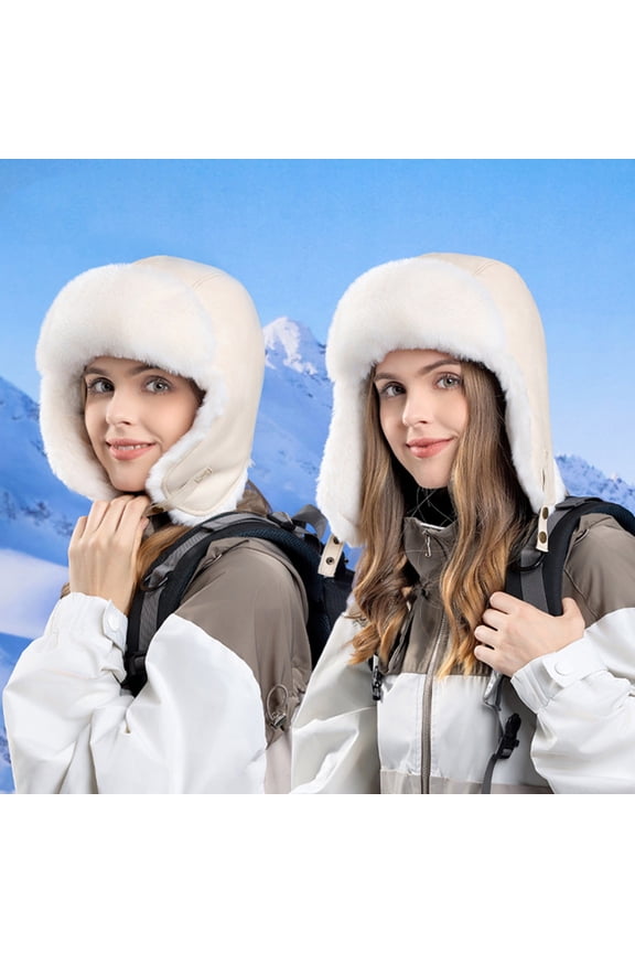 Trapper Hat with Faux Fur Linning Windproof Women Winter Warm Hats Men's Russian Ushanka Hunting Hat