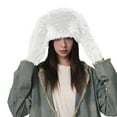 thumbnail image 1 of Trapper Hats for Women Fashion Ladies Winter Hat Long Ear Hat Cozy Thick Plush Warm Windproof Ear Pure Color Lightweight Unisex Cosplay Cap Black White, 1 of 3