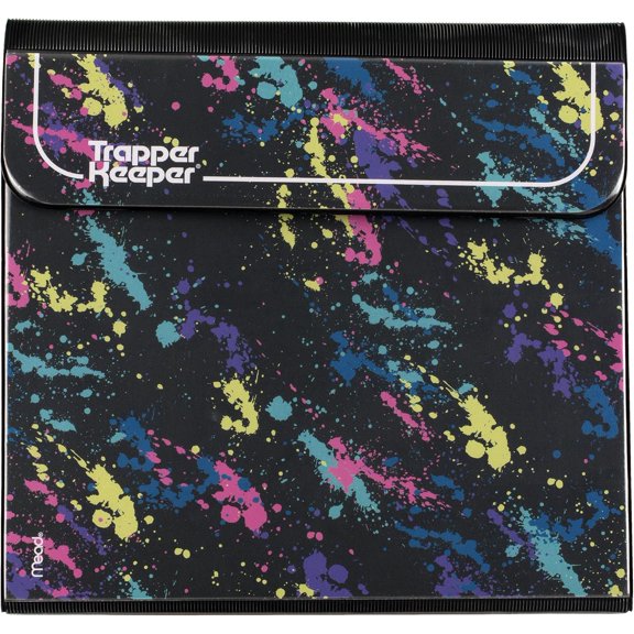 Trapper Keeper Binder, Retro Design, 1 Inch Binder with Folders and Pockets, Holds 8-1/2" x 11" Paper, Paint Splatter (260038FO-ECM)