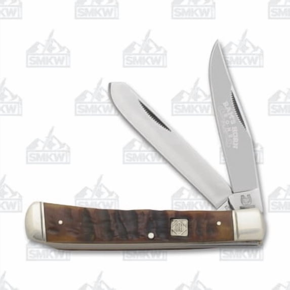 Rough Ryder KB201RAMSHORNBONE Trapper Rams Horn Jigged Bone,Multi