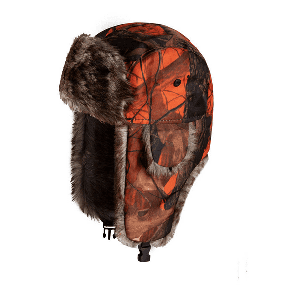Trapper Warm Russian Trooper Hat Winter Skiing Cap Women Men Windproof（Camo Orange）
