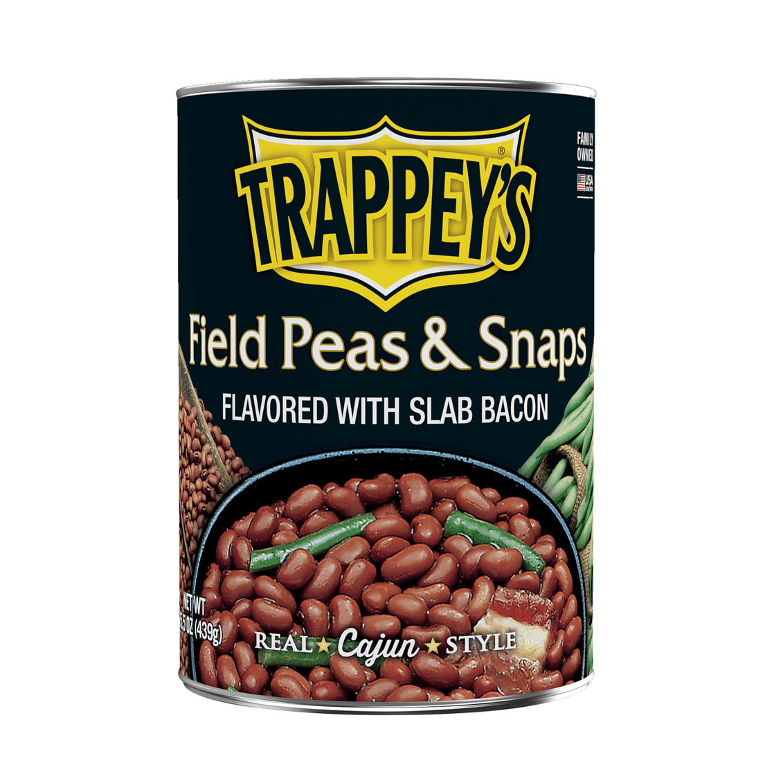 Trappey's Field Peas with Snaps and a Slab of Bacon, 15.5 oz., Can