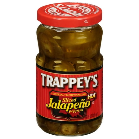 Trappey's Hot Sliced Jalapeño Peppers, 12 oz Glass Jar