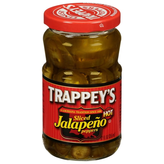 Trappey's Hot Sliced Jalapeño Peppers, 12 oz Glass Jar