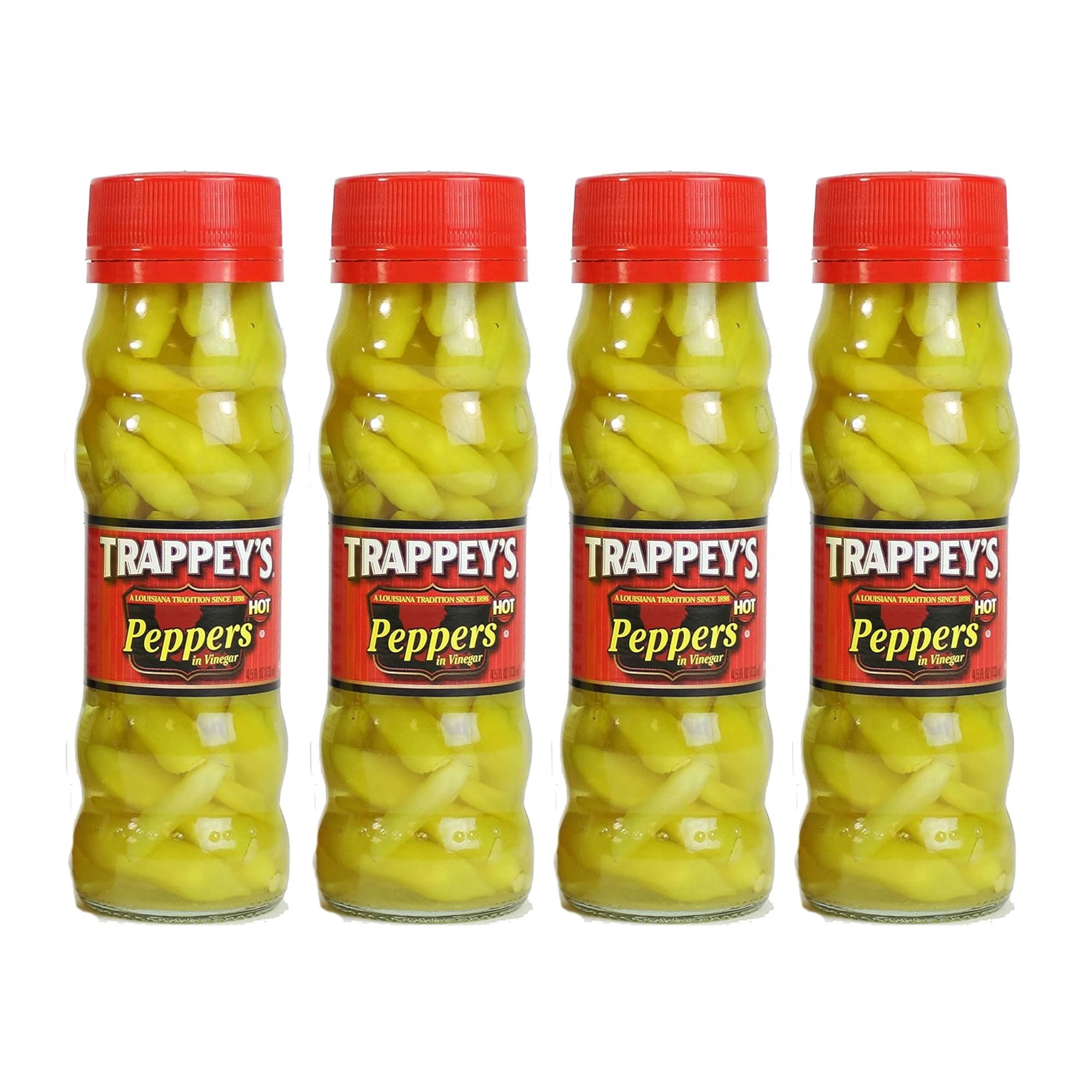 Trappey's Peppers in Vinegar, Hot, 4.5 oz (Pack of 4)