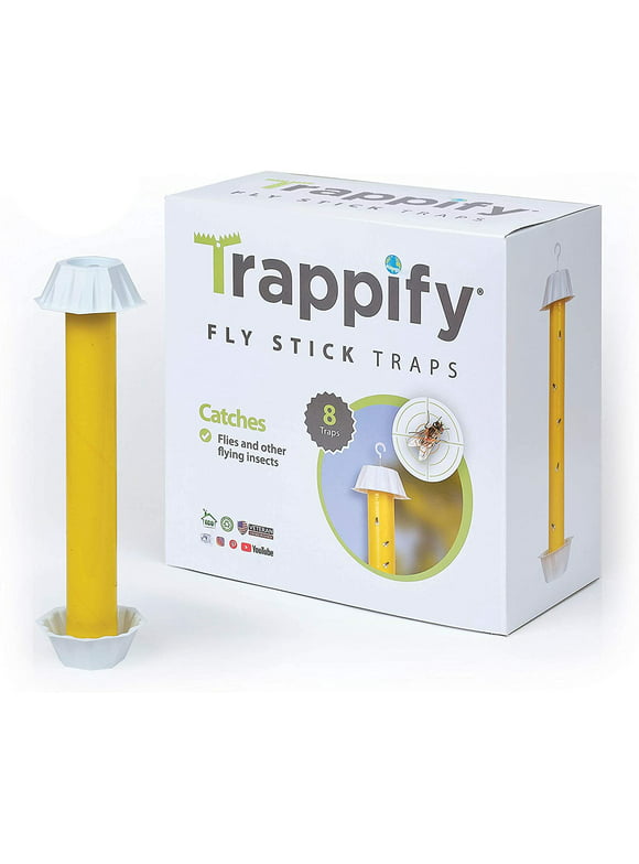 Trappify Hanging Fly Trap - Fly Traps for Indoors and Outdoor - Fly Paper and Fly Strips - 8 Pk