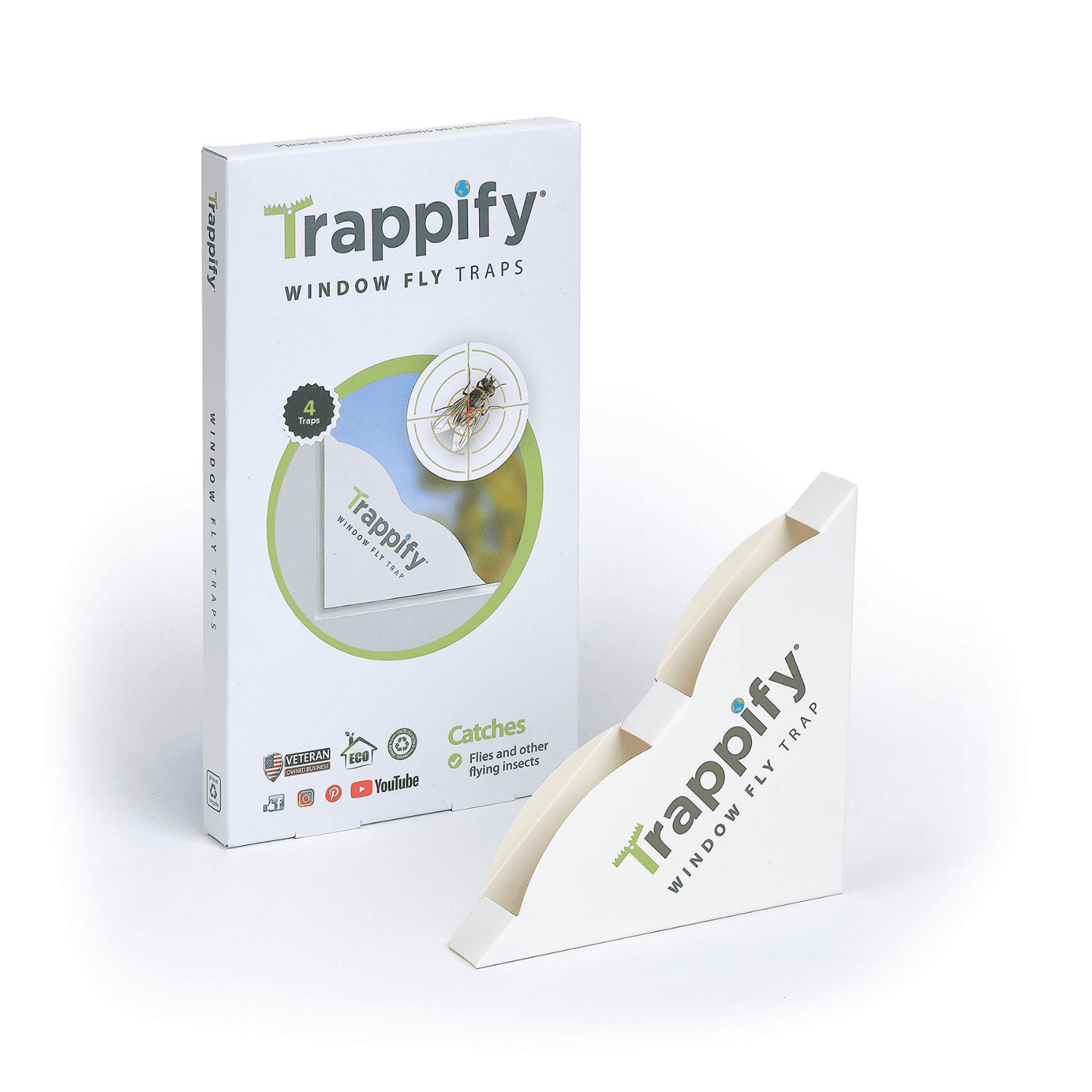 Trappify Indoor Window Fly Traps: Insect and Gnat Killer for Indoor Home Pest Control - 12 Pack, White