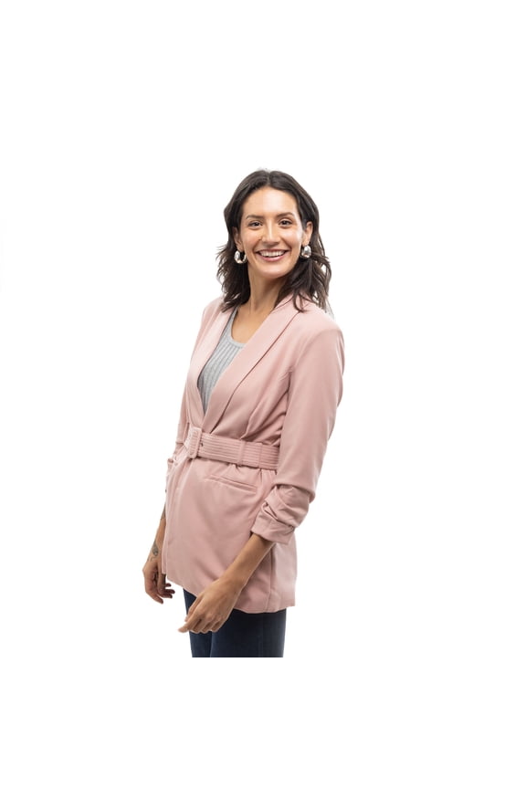 Trapunto Stitch Belted Long Blazer