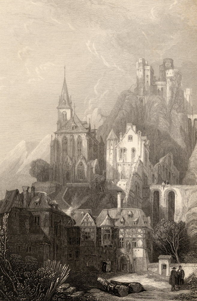 Trarbach Germany Engraved By EI Roberts From A 19Th Century Print By D Roberts Canvas Art - Ken Welsh Design Pics (24 x 36)