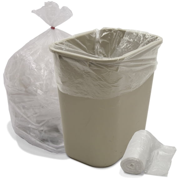 Trash Bag Can Liners, Hi Density (HDPE), 12-16 Gallon, 24" x 33", 6 MIC, Coreless Rolls - Case of 1000 Liners