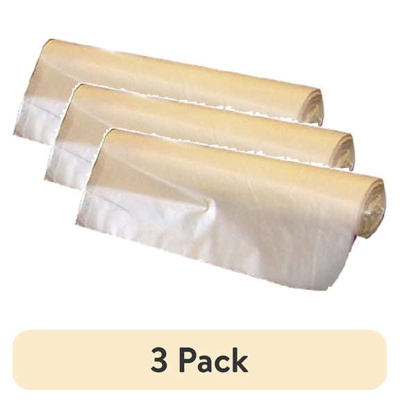 (3 pack) Trash Bag Colonial Bag HDPE Extra Heavy Duty Clear  56 gal. 17 Mic. 43 X 48 Inch Case of 200