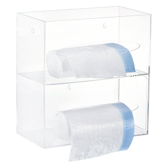 Trash Bag Dispenser Roll Holder, Wall Mount Acrylic Garbage Bag Dispenser Storage Box for Garbage Bag