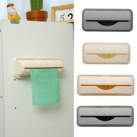 Trash Bag Dispenser, Wall-Mounted Garbage Bag Holder for Kitchen & Bathroom, Space-Saving Plastic Liner Storage Organizer (Apricot, Light Grey)