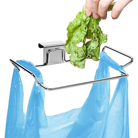 Trash Bag Holder For Cabinet Doors & Cupboards, Large Stainless Steel Plastic Bag Holder Under Sink, Garbage Bag Holder For Kitchen Rv Camper Trash Can(One Size,As Shown)