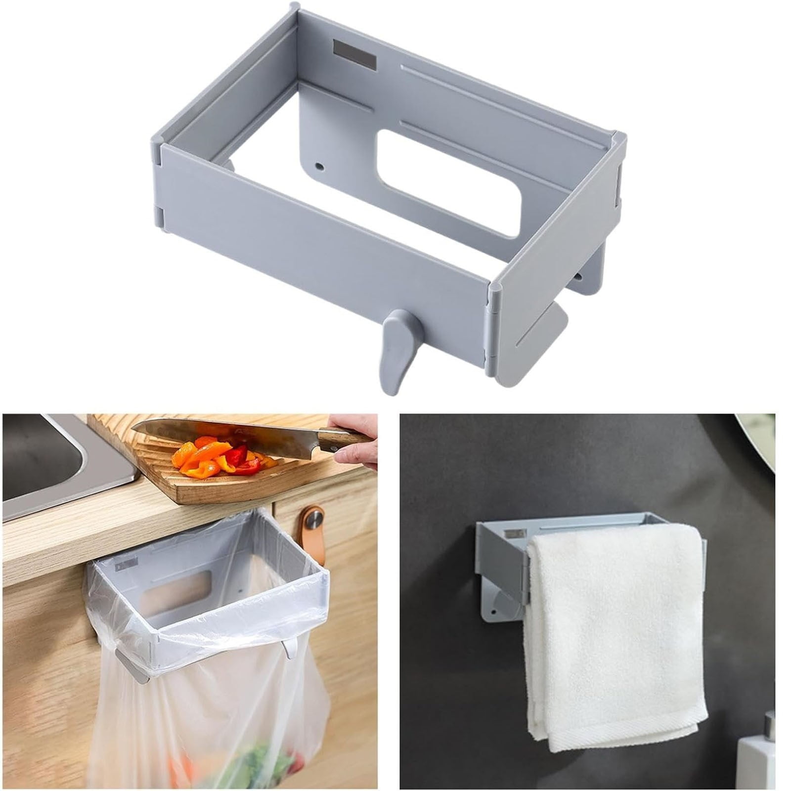 Trash Bag Holder for Cupboards Kitchen Door, Stainless Steel