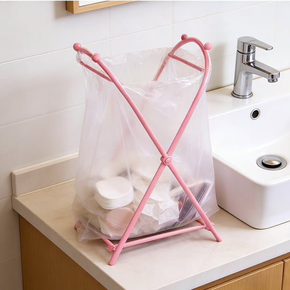 Trash Bag Stand, Foldable Trash Bag Holder Kitchen Trash Bag Rack Indoor Outdoor Trash Can Stand for Kitchen, Camping, Picnic, Collapsible Garbage Bag Rack Shelf Tote Bag Bracket Rubbish Bag Stand
