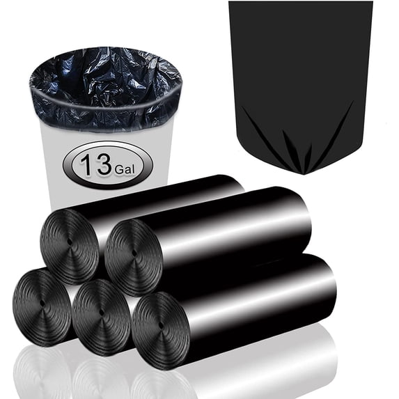 Trash Bags 13 Gallon Tall Kitchen Garbage Bags, Biodegradable Black Recycle Bags, Heavy Duty, 75 Count, Odor Control, Leak Proof, Eco Friendly Waste Bags