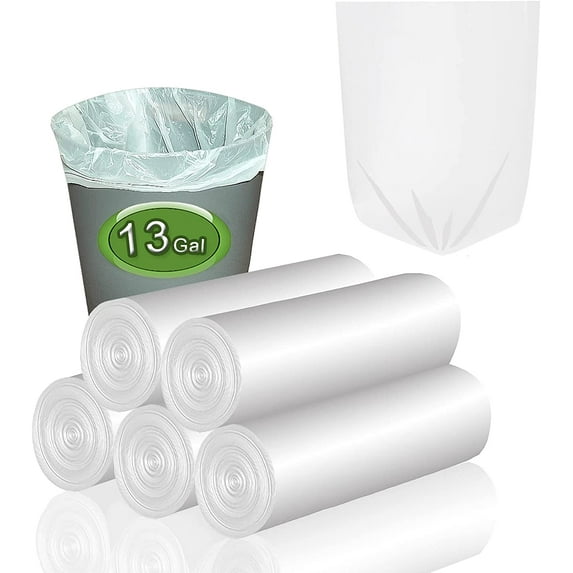 Trash Bags 13 Gallon Tall Kitchen Garbage Bags, Biodegradable White Recycling Trash Can Liners, 75 Count Durable Eco-Friendly Waste Bags