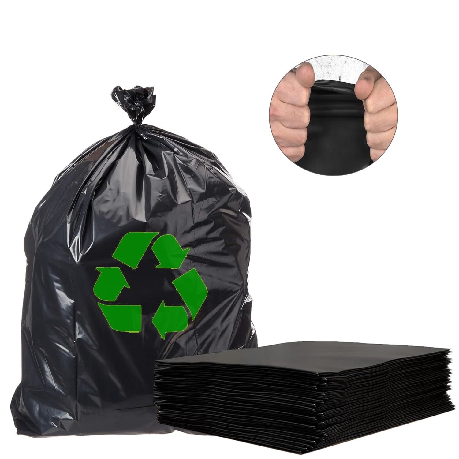 Trash Bags, 50 Gallon Heavy Duty Garbage Bag,39.4 x 47.25" Tall & Large Black Garbage Can Liners,Recycling Trash Bags Contractor, Lawn And Leaf, Outdoor, Storage, Commercial, Industrial-50Pcs
