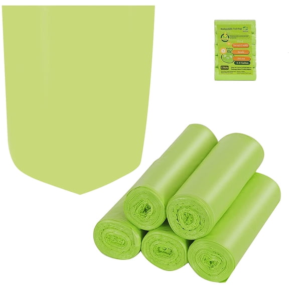 Trash Bags Biodegradable,4-6 Gallon bags Recycling & Degradable Garbage Compostable Strong Rubbish Wastebasket Liners for Kitchen Bathroom Office Car(100 Counts,Green)