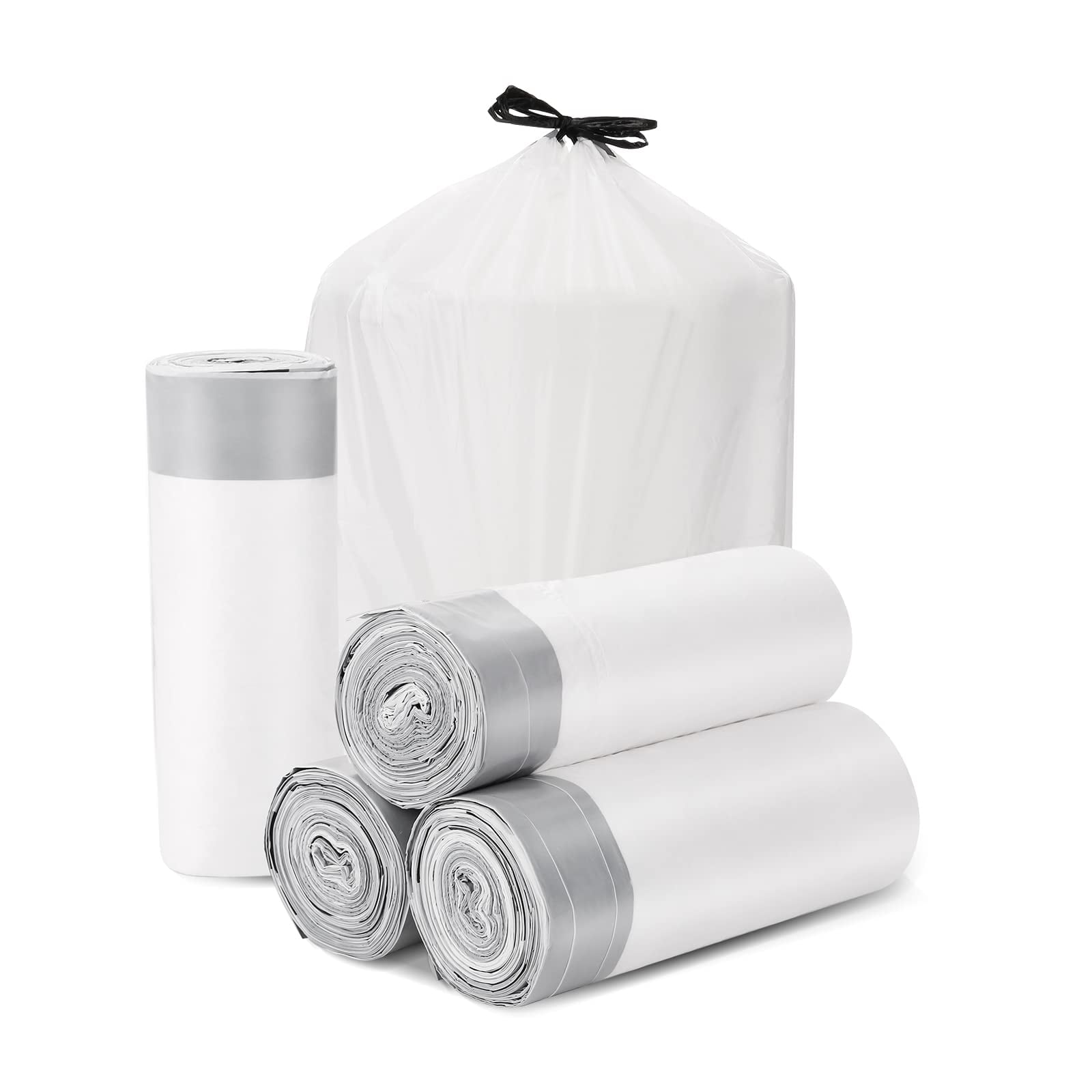 Trash Bags Drawstring Garbage TSF6Bags 8 Gallon Thickened Stretchy,Bathroom,Bedroom,Kitchen,Office and Living Room(100 Count)