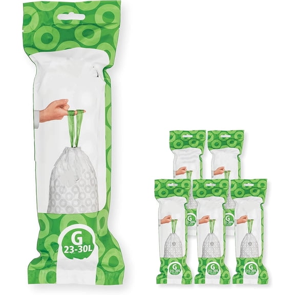 Trash Bags (Size G/6-8 Gal) Thick Plastic Trash Can Liners with Drawstring Handles (120 Bags)
