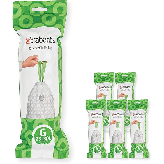 Trash Bags Size G 6-8 Gallon Thick Plastic Liners with Drawstring Handles 120 Count White Bestseling