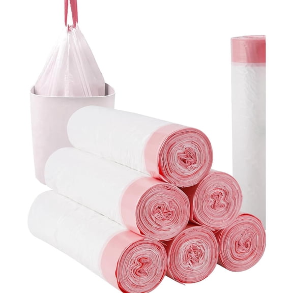 Trash Bags, White Drawstring Garbage Bags, Thick Plastic Trash Can Liners, Unscented, for Home Kitchen Bathroom Office