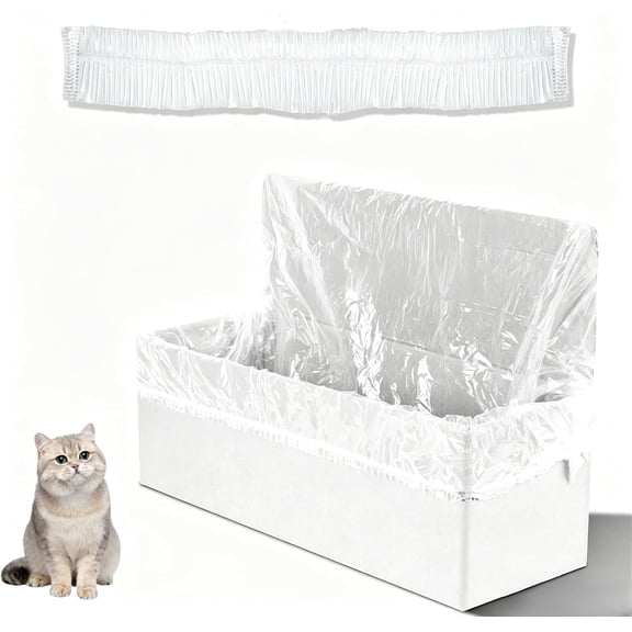 Trash Bags with Elastic Band for Self-Cleaning Litter Box Thickened Design 100 Count