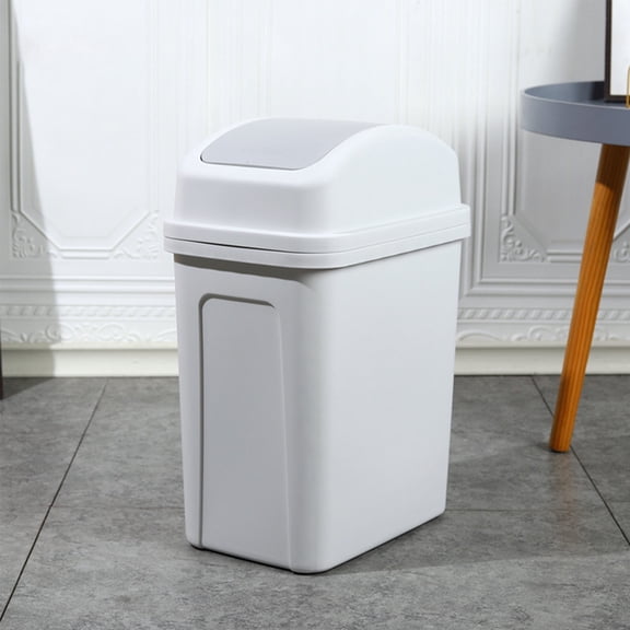 Trash Bin*1Pc,Household Trash Can Living Room Kitchen Gap Thickened Shake Cover Press Large Capacity Plastic Cream Style with Lid Trash Can Extra Large: 28L