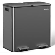 Trash Can, 2 x 10.5 Gallon 2 x 40 L Garbage Can for Kitchen Dual Compartment Recycling Kitchen Step Trash Bin, Stainless Steel Trash and Recycle Bin Combo with Soft-Close Lid, Carbon Grey