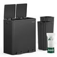 thumbnail image 1 of Trash Can, 2 x 8-Gallon Garbage Can for Kitchen, with 15 Trash Bags, 2 Compartments, Plastic Inner Buckets and Hinged Lids, Airtight, 1 of 7