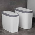 thumbnail image 1 of Trash Can under $5! kkbbma Push Top Trash Can for Kitchen Bathroom, Narrow Corner Waste Bin with Lid, Odor-Proof Step-On Garbage Container for Household Office, 1 of 7