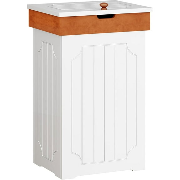 Trash Can Cabinet, 13 Gallon Kitchen Garbage Can, Wooden Recycling Trash Bin, Dog Proof Trash Can, Trash Cabinet with Lid for Home Kitchen Bathroom, White