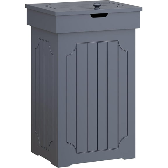 Trash Can Cabinet, 13 Gallon Kitchen Garbage Can, Wooden Recycling Trash Bin, Freestanding Dog Proof Trash Can, Farmhouse Trash Cabinet with Lid for Home Kitchen Bedroom, Grey