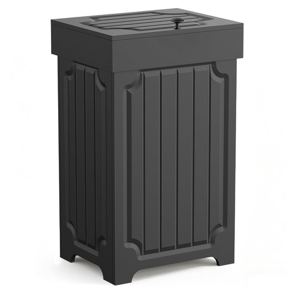 Povrgive 13 Gallon Dog Proof Trash Can Kitchen, Farmhouse Wood Garbage Can with Lid, Black