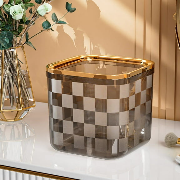 Trash Can, Desktop Small Trash Can High Value Cute Pressure Ring Without Lid Kitchen Table Bedroom Storage Large Non-slip Heightened Bottom, Gray Trash Can, By Xvkff