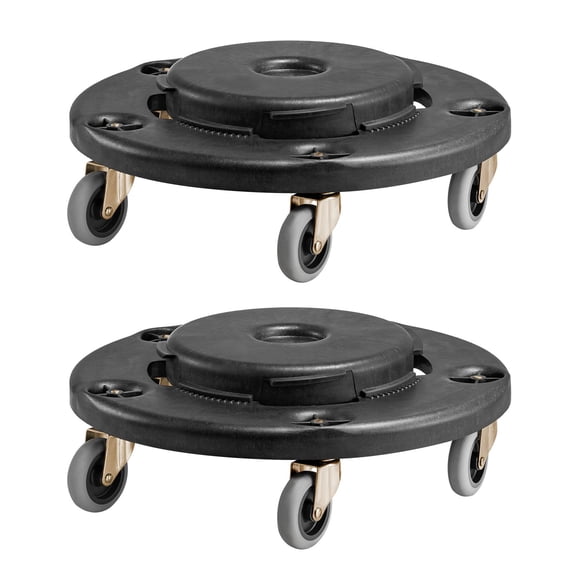 Trash Can Dolly, Fit 20, 32, 44, 55 Gallon Containers, 2 Packs Round Trash Can Roller Base with 4 Lockable Wheels, 500lbs Heavy Duty Barrel Dolly, Multi-Functional Rolling Dolly Cart