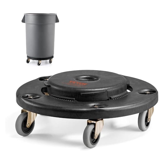 Trash Can Dolly, Fit 20, 32, 44, 55 Gallon Containers, Round Trash Can Base with 4 Lockable Wheels, 500lbs Weight Capacity, Heavy Duty Dolly, Multi-Functional Rolling Cart