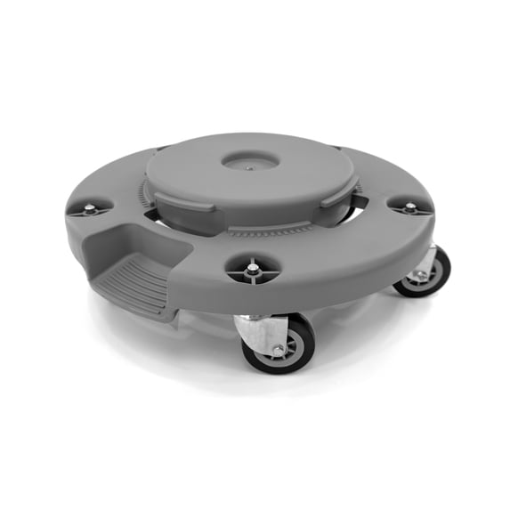 Trash Can Dolly | Heavy-Duty Plastic | 5 Casters | Foot Stabilizer | 460 Lb. Capacity