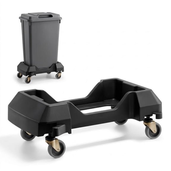 Trash Can Dolly for 16/23 Gallon Slim Bins, 200lbs Capacity Rolling Base with 4 Lockable Wheels, Quiet & Smooth